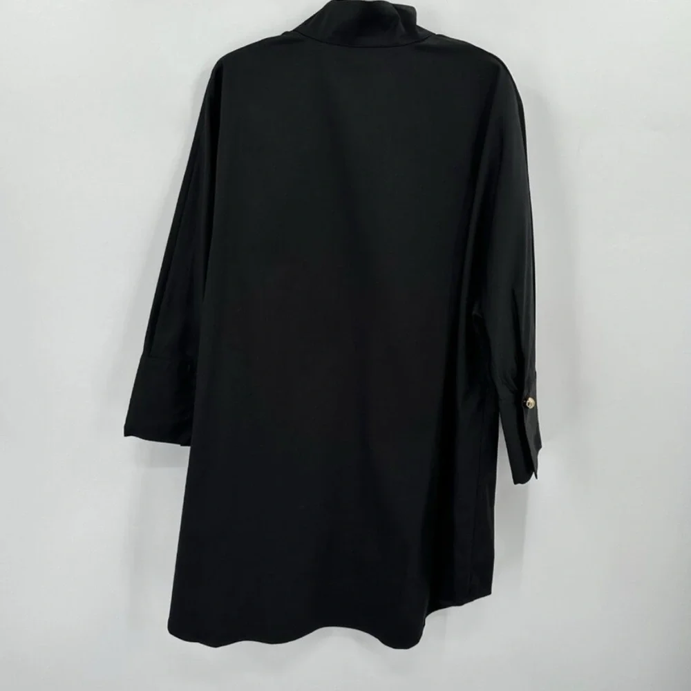 Tuckernuck Black Willow Blouse sz XL NWT Collared Cotton Stretch Poplin Top - Picture 2 of 4